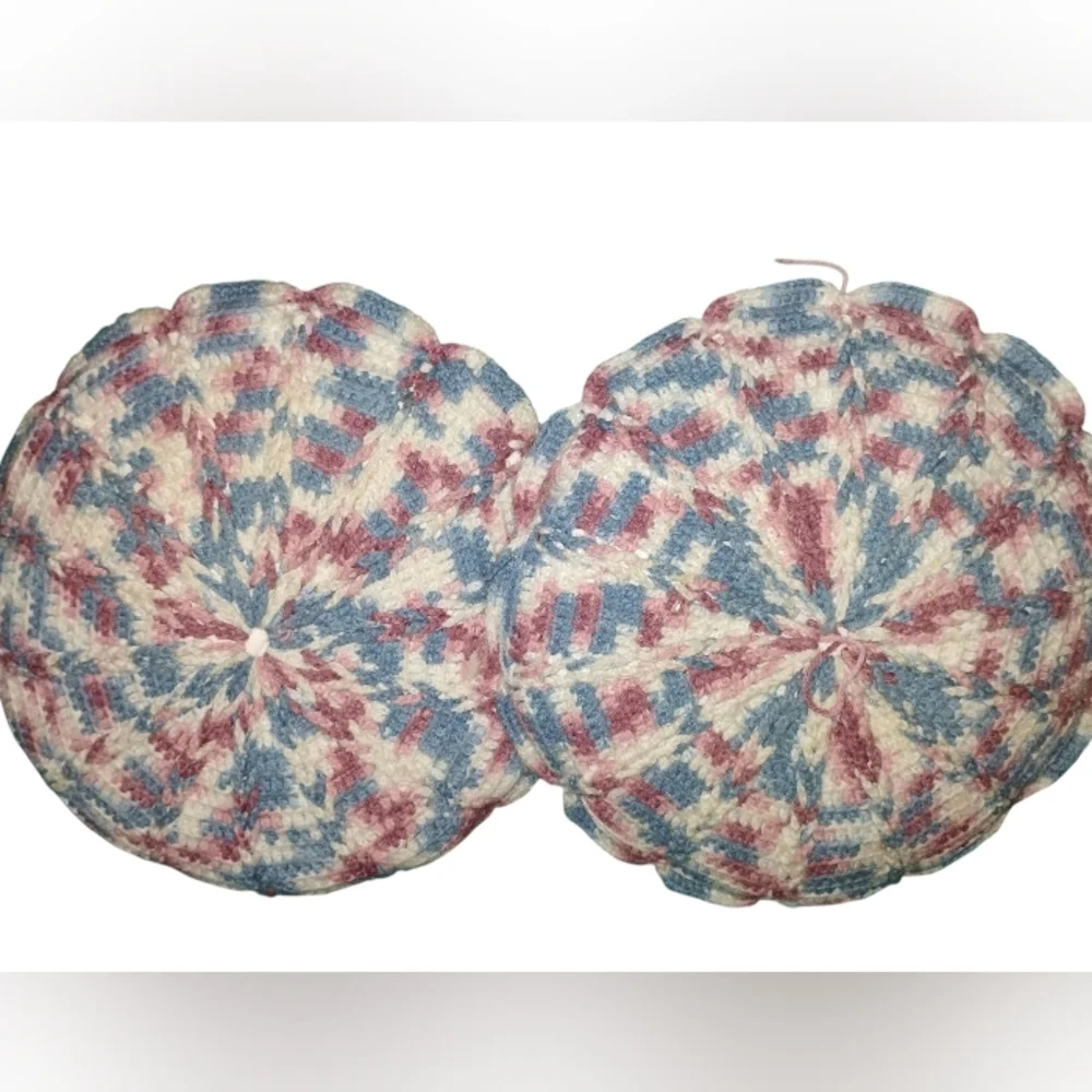 Handmade Colorful Round Crochet Pillows